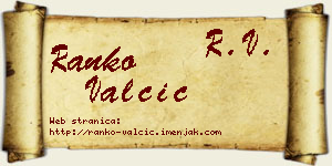 Ranko Valčić vizit kartica